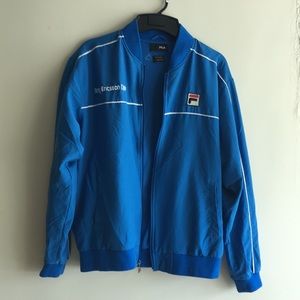 Blue Fula bomber windbreaker.